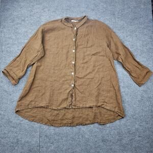 Bryn Walker Button Front Shirt Womens Small Linen Oversized Lagenlook Coastal